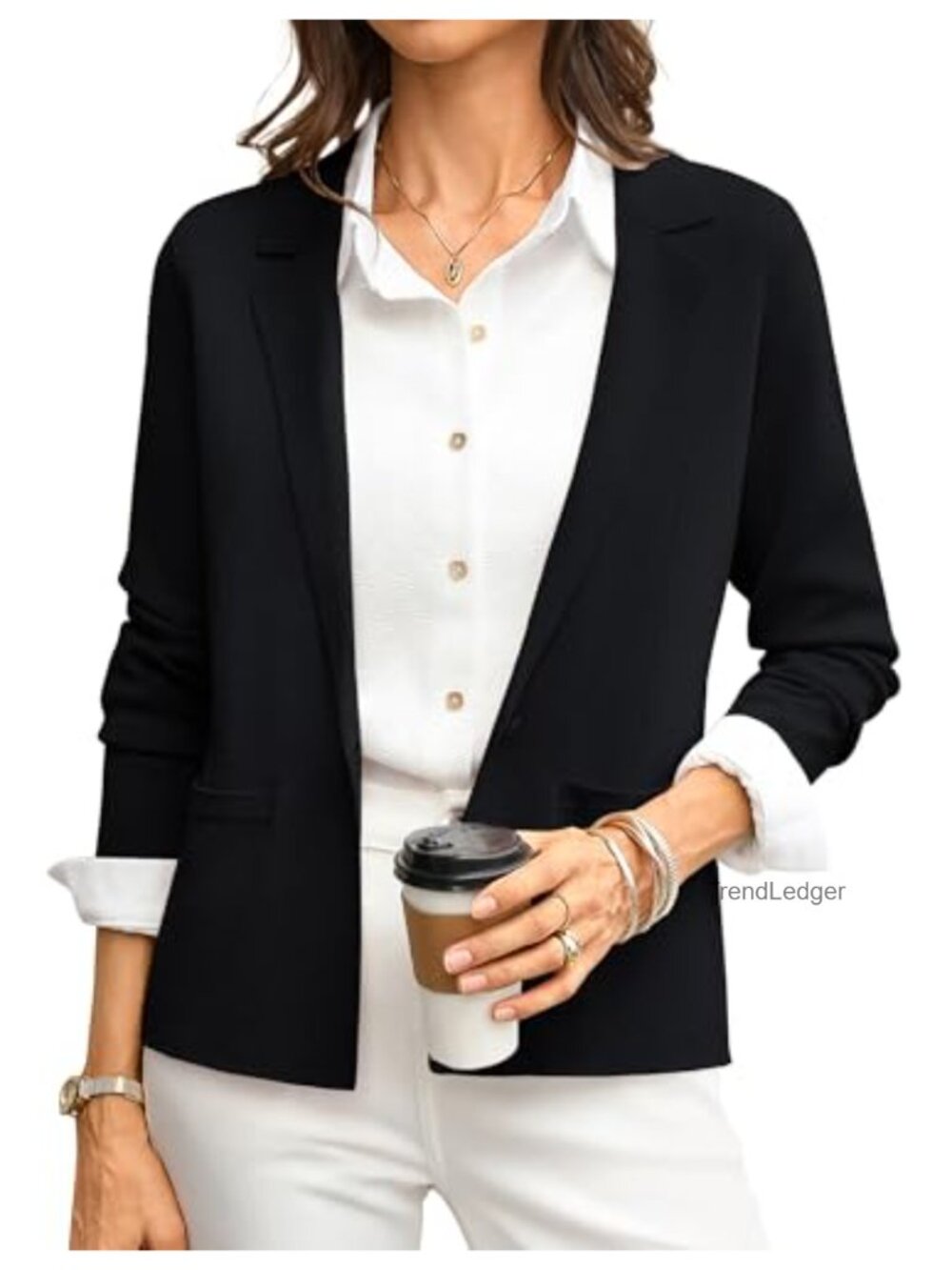 Knit Sweater Blazer Cropped Business Casual Work Jacket
